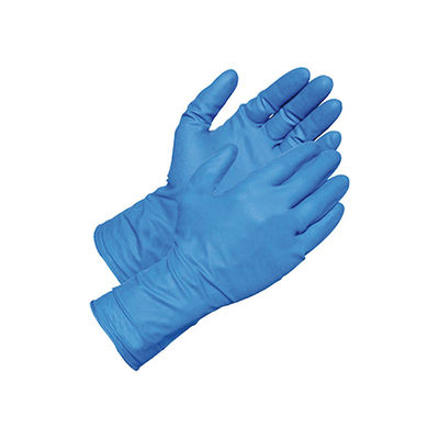 Cerca de mí los guantes disponibles de la mano del nitrilo azul abultan en línea