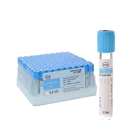 Tubo de ensayo superior azul claro de la sangre del EDTA de la preparación del plasma del citrato de sodio